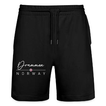 Norwegen - Drammen - Norge - Norway - Stanley/Stella Unisex Bio Joggingshorts Trainer  - Schwarz - Vorne - Nik (191cm) & Marisol (170cm)