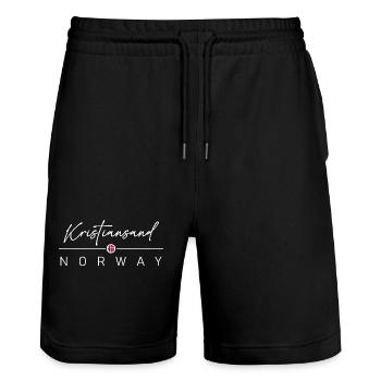 Norwegen - Kristiansand - Norge - Norway - Stanley/Stella Unisex Bio Joggingshorts Trainer  - Schwarz - Vorne - Nik (191cm) & Marisol (170cm)