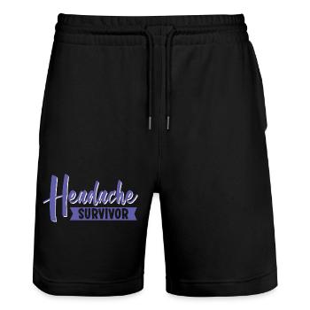 Headache Survivor - Stanley/Stella Unisex Bio Joggingshorts Trainer  - Schwarz - Vorne - Nik (191cm) & Marisol (170cm)