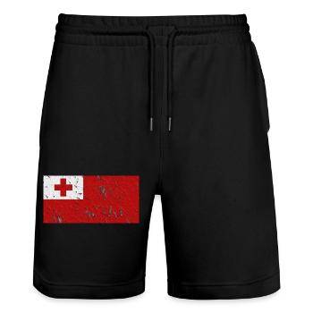 Gift for Tonga - Stanley/Stella Trainer Unisex Organic Jogging Shorts - black - Front - Nik (191cm) & Marisol (170cm)
