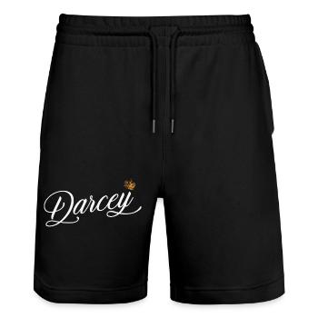 Darcey Name for Women Kids Toddlers - Darcey - Stanley/Stella Trainer Unisex Organic Jogging Shorts - black - Front - Nik (191cm) & Marisol (170cm)