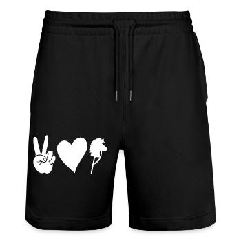Steckenpferd Hobby Horsing - Stanley/Stella Unisex Bio Joggingshorts Trainer  - Schwarz - Vorne - Nik (191cm) & Marisol (170cm)