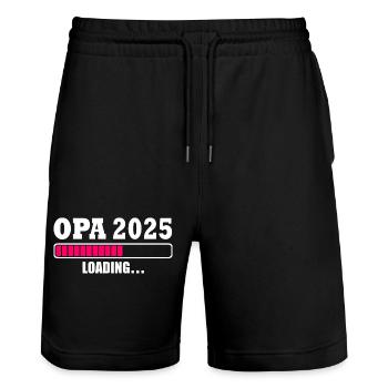 Opa 2025 - Stanley/Stella Unisex Bio Joggingshorts Trainer  - Schwarz - Vorne - Nik (191cm) & Marisol (170cm)
