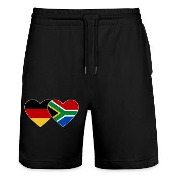 Allemagne Afrique du Sud Drapeau Mains Coeur Forme - Short de jogging bio TRAINER Stanley/Stella unisexe - noir - Devant - Nik (191cm) & Marisol (170cm)