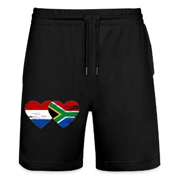 Holland Südafrika Flagge Hände Herzform used - Stanley/Stella Unisex Bio Joggingshorts Trainer  - Schwarz - Vorne - Nik (191cm) & Marisol (170cm)
