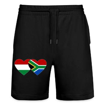 Hongrie Afrique du Sud Drapeau Mains Coeur Forme - Short de jogging bio TRAINER Stanley/Stella unisexe - noir - Devant - Nik (191cm) & Marisol (170cm)