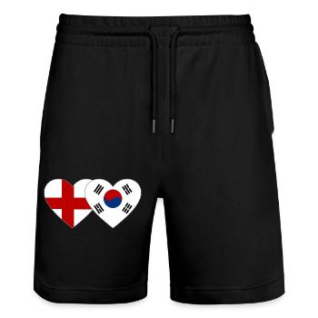 Angleterre Corée du Sud Drapeau Coeur - Short de jogging bio TRAINER Stanley/Stella unisexe - noir - Devant - Nik (191cm) & Marisol (170cm)