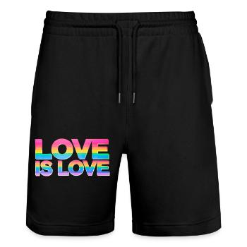Love Is Love Mois de la Gay Pride LGBT CSD LGBTQ+ - Short de jogging bio TRAINER Stanley/Stella unisexe - noir - Devant - Nik (191cm) & Marisol (170cm)