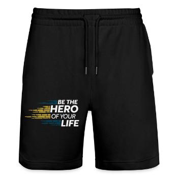 SEIEN SIE DER HELD IHRES LEBENS - Stanley/Stella Unisex Bio Joggingshorts Trainer  - Schwarz - Vorne - Nik (191cm) & Marisol (170cm)