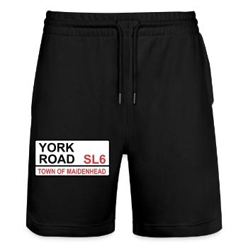 Maidenhead York Road Iconic Street Sign - Stanley/Stella Trainer Unisex Organic Jogging Shorts - black - Front - Nik (191cm) & Marisol (170cm)
