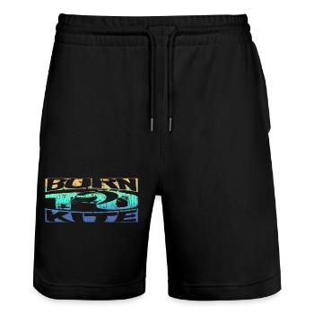 Born to Kite - Stanley/Stella Trainer Unisex Organic Jogging Shorts - black - Front - Nik (191cm) & Marisol (170cm)