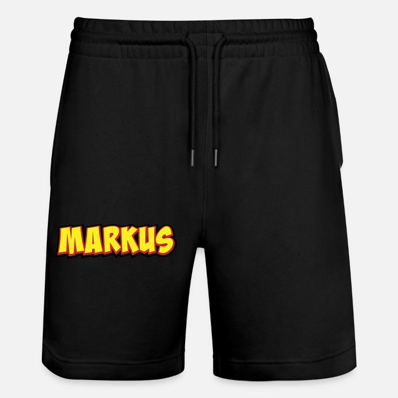 Markus First Name Gift - Stanley/Stella Trainer Unisex Organic Jogging Shorts - black
