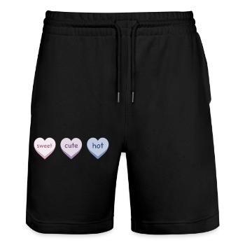 Sweet cute hot - Stanley/Stella Trainer Unisex Organic Jogging Shorts - black - Front - Nik (191cm) & Marisol (170cm)