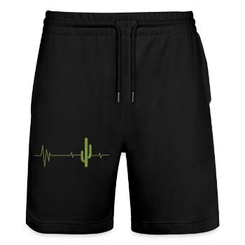 Saguaro Kaktus Kakteen Liebhaber Herzschlag - Stanley/Stella Unisex Bio Joggingshorts Trainer  - Schwarz - Vorne - Nik (191cm) & Marisol (170cm)