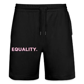 GLEICHHEIT rosa Text LGBTQ Pride Monat - Stanley/Stella Unisex Bio Joggingshorts Trainer  - Schwarz - Vorne - Nik (191cm) & Marisol (170cm)