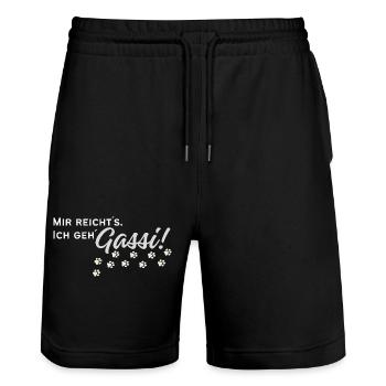 Gassi gehen - Stanley/Stella Unisex Bio Joggingshorts Trainer  - Schwarz - Vorne - Nik (191cm) & Marisol (170cm)