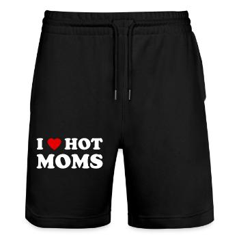 I love Hot Moms - Ich liebe heiße Mütter - Mutter - Stanley/Stella Unisex Bio Joggingshorts Trainer  - Schwarz - Vorne - Nik (191cm) & Marisol (170cm)