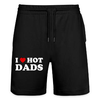I love Hot Dads - I love hot dads - Dad - Stanley/Stella Trainer Unisex Organic Jogging Shorts - black - Front - Nik (191cm) & Marisol (170cm)