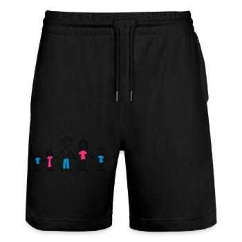 doodle_family_3c - Stanley/Stella Unisex Bio Joggingshorts Trainer  - Schwarz - Vorne - Nik (191cm) & Marisol (170cm)