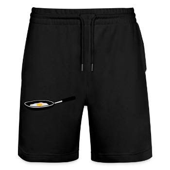 egg_in_pan - Stanley/Stella Trainer Unisex Organic Jogging Shorts - black - Front - Nik (191cm) & Marisol (170cm)
