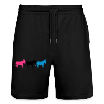 3 friends crew party row donkey horse pony small p - Stanley/Stella Trainer Unisex Organic Jogging Shorts - black - Front - Nik (191cm) & Marisol (170cm)