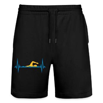 frequenz herzschlag puls schwimmen schwimmer verei - Stanley/Stella Unisex Bio Joggingshorts Trainer  - Schwarz - Vorne - Nik (191cm) & Marisol (170cm)
