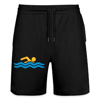 meer schwimmbad urlaub wellen wasser cool sport lo - Stanley/Stella Unisex Bio Joggingshorts Trainer  - Schwarz - Vorne - Nik (191cm) & Marisol (170cm)
