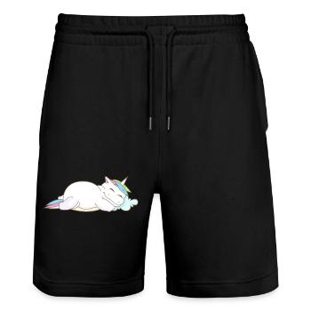 Licorne Dormir Fatigué oreiller Se détendre Cadeau - Short de jogging bio TRAINER Stanley/Stella unisexe - noir - Devant - Nik (191cm) & Marisol (170cm)