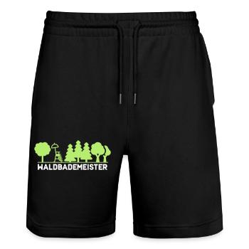 Waldbademeister fürs Waldbaden und Waldbad - Stanley/Stella Unisex Bio Joggingshorts Trainer  - Schwarz - Vorne - Nik (191cm) & Marisol (170cm)