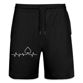 Pik Herzschlag - Herzschlag Poker T-Shirt - Stanley/Stella Unisex Bio Joggingshorts Trainer  - Schwarz - Vorne - Nik (191cm) & Marisol (170cm)