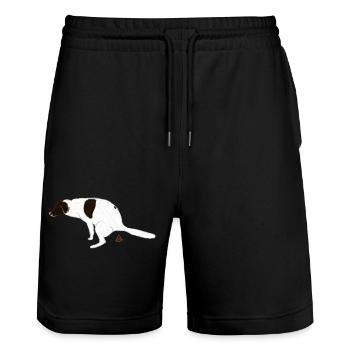 English Pointer dog at his business I - Stanley/Stella Trainer Unisex Organic Jogging Shorts - black - Front - Nik (191cm) & Marisol (170cm)