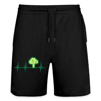 Puls Brokkoli Herzschlag - Stanley/Stella Unisex Bio Joggingshorts Trainer  - Schwarz - Vorne - Nik (191cm) & Marisol (170cm)