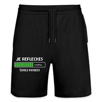 Je Réfléchis Soyez Patient Cadeau - Short de jogging bio TRAINER Stanley/Stella unisexe - noir - Devant - Nik (191cm) & Marisol (170cm)