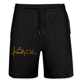 Kaffeebohne Coffee Tasse Kaffee Geschenk Koffein - Stanley/Stella Unisex Bio Joggingshorts Trainer  - Schwarz - Vorne - Nik (191cm) & Marisol (170cm)