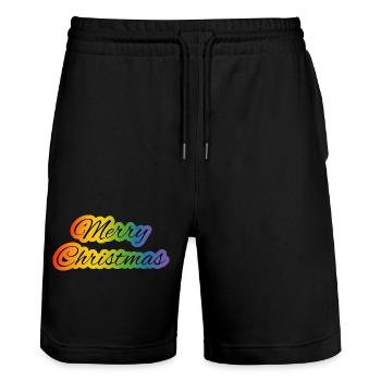 LGBT lgbtqi queer merry christmas rainbow - Stanley/Stella Trainer Unisex Organic Jogging Shorts - black - Front - Nik (191cm) & Marisol (170cm)
