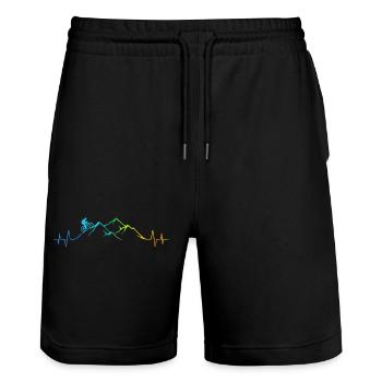 Mountainbiker - Berg - Colorful - MTB - Heartbeat - Stanley/Stella Unisex Bio Joggingshorts Trainer  - Schwarz - Vorne - Nik (191cm) & Marisol (170cm)
