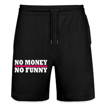 No money no funny - Short de jogging bio TRAINER Stanley/Stella unisexe - noir - Devant - Nik (191cm) & Marisol (170cm)