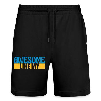 Template Vorlage Awesome Like - Stanley/Stella Trainer Unisex Organic Jogging Shorts - black - Front - Nik (191cm) & Marisol (170cm)