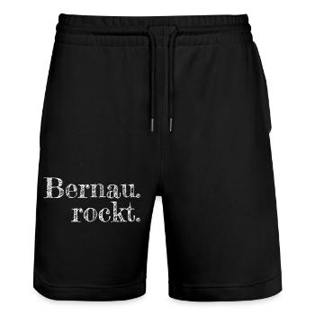 Bernau rockt - Textdesign mit Stadtnamen - Stanley/Stella Unisex Bio Joggingshorts Trainer  - Schwarz - Vorne - Nik (191cm) & Marisol (170cm)