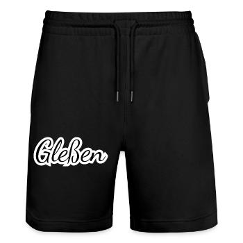 Gleßen - Textdesign mit Stadtnamen - Stanley/Stella Unisex Bio Joggingshorts Trainer  - Schwarz - Vorne - Nik (191cm) & Marisol (170cm)