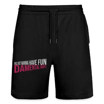 wanna have fundamental rights - Stanley/Stella Trainer Unisex Organic Jogging Shorts - black - Front - Nik (191cm) & Marisol (170cm)
