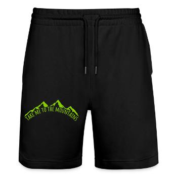 To the mountains quote - Stanley/Stella Trainer Unisex Organic Jogging Shorts - black - Front - Nik (191cm) & Marisol (170cm)
