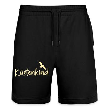 Küstenkind Möwe - Stanley/Stella Unisex Bio Joggingshorts Trainer  - Schwarz - Vorne - Nik (191cm) & Marisol (170cm)