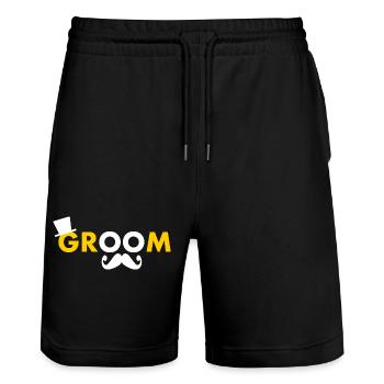 Groom - Stanley/Stella Trainer Unisex Organic Jogging Shorts - black - Front - Nik (191cm) & Marisol (170cm)