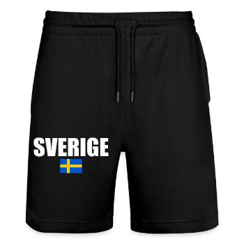 Sverige - Stanley/Stella Unisex Bio Joggingshorts Trainer  - Schwarz - Vorne - Nik (191cm) & Marisol (170cm)