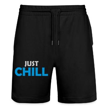 Just Chill Relax Logo - Stanley/Stella Trainer Unisex Organic Jogging Shorts - black - Front - Nik (191cm) & Marisol (170cm)