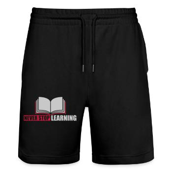 never stop learning Zitat - Stanley/Stella Unisex Bio Joggingshorts Trainer  - Schwarz - Vorne - Nik (191cm) & Marisol (170cm)