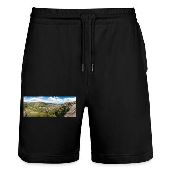 Tjødnane Seen Prekestolen in Rogaland in Norwegen - Stanley/Stella Unisex Bio Joggingshorts Trainer  - Schwarz - Vorne - Nik (191cm) & Marisol (170cm)