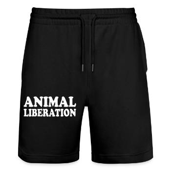 Animal liberation - Short de jogging bio TRAINER Stanley/Stella unisexe - noir - Devant - Nik (191cm) & Marisol (170cm)