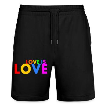 Love is love - Stanley/Stella Trainer Unisex Organic Jogging Shorts - black - Front - Nik (191cm) & Marisol (170cm)